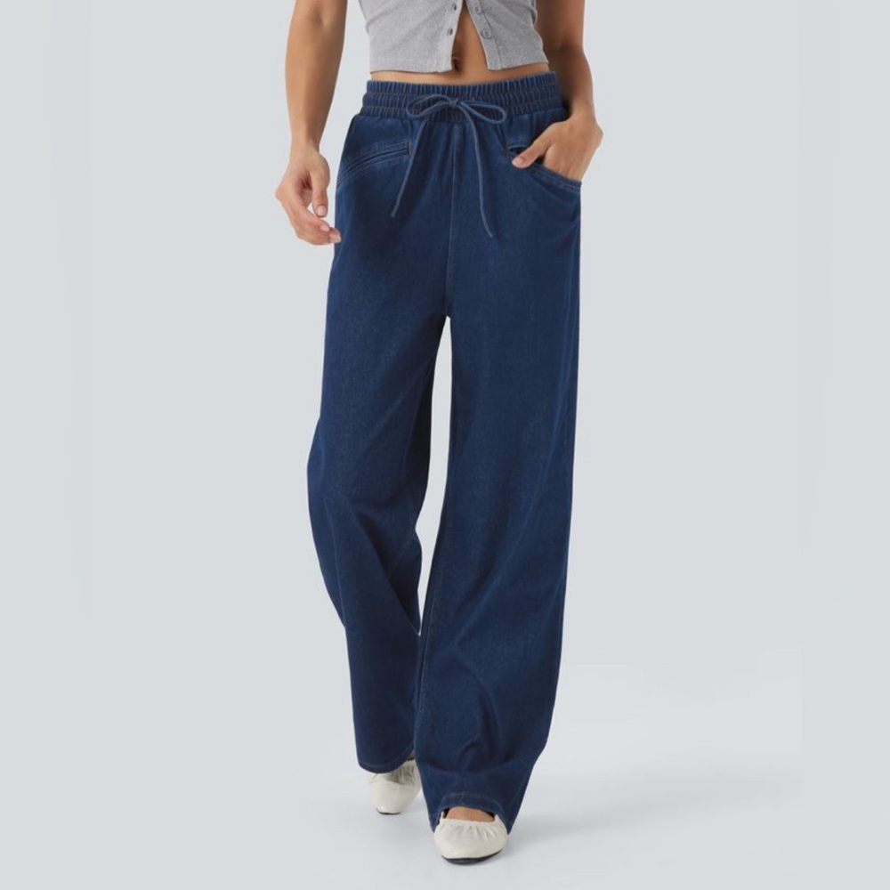 Halara Flex High Waisted Drawstring Wide Leg
Cool Touch Jeans with Pockets NWT